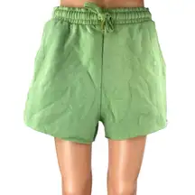 NEW WeWoreWhat Women's Green Elastic Waist Drawstring Wide Leg Sweat Shorts Sz S