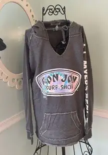 Ron Jon  Surf Shop Womens M Ft. Myers Beach Hoodie Tie Sweatshirt Front Pocket