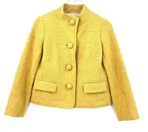 J.Crew  Factory Yellow Wool Blend Tweed Blazer Size 2