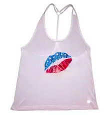 Forever 21 White Sleeveless Backless Tank Top with Graphic
