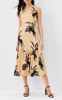 | jungle print satin midi dress