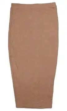 Naked Wardrobe Midi Length Women's Bodycon Skirt Size‎ Large Soft Light Brown!