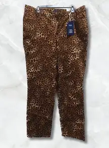 Charter Club Leopard Print Stretch Straight Leg Jeans Tummy Slimming Plus Size NWT w/ Pockets