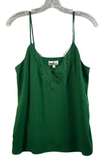 Socialite Women's Emerald Green Lace Trim V-Neck Camisole Tank Top Size S