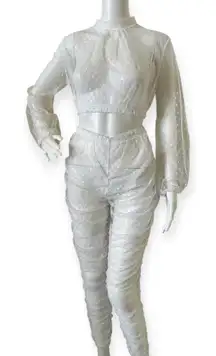 Sheer White Polka Dot Two-Piece Set