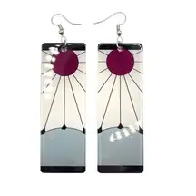 New Cosplay Long Demon Slayer Tanjiro Dangle Stud Earrings