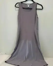 NWOT ATHLETA‎ Ribbed Fit & Flare Midi Dress in Lavender Gray, Sz Small, Athletic