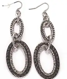 Diamond Doll Double Hoop Silvertone Earrings Designed by Strait Laced Boutique