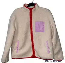 Lego Target small women’s Sherpa jacket pink red new polyester full zip front