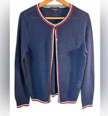 LANDS' END Celestial Blue Classic Supima Cardigan Sweater Size Tag Missing Blue
