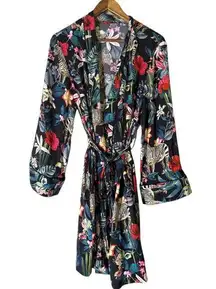 Banana Republic Zebra Floral Print Robe Womens Sz M Loungewear Intimates