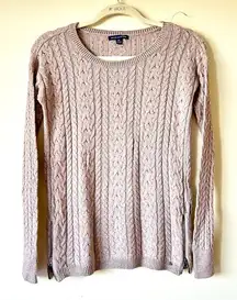 NWT American Eagle Small Beige Cotton Wool Sweater Braided Tight Knit Winter