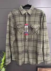FREEDOM FOUNDRY Stretch Plaid Fleece Button Front Shacket Shirt Unisex Sz M NWT