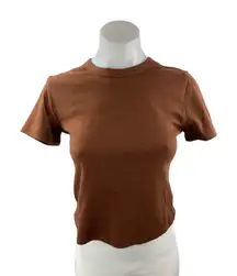Aritzia Sunday Best Women's Brown Crewneck Short Sleeve T Shirt Tee Top Size S