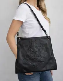 Elegant Black Embossed Shoulder Bag