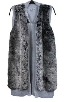 Women’s ￼Johnston & Murphy Angora Wool Blend Faux Fur Vest with Grey Knit