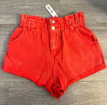 Day & Moon Red Denim Shorts