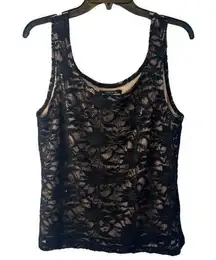 Onyx Nite Dressy Tank Top Black‎ Lace Size Large