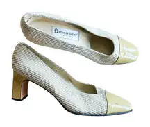 Etienne Aigner 1960s Vintage Leather Cap Toe Heels 7.5 Career Academia Retro