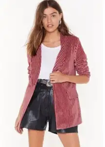 NWT Nast Gal Say It Stripe Velvet Striped Blazer