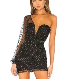 h:ours Revolve Behati Mini Dress Black Silver Dots small