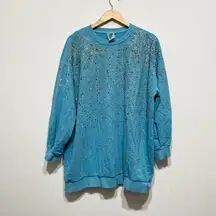 Queen Of Sparkle Crystal Jewel Diamond Rhinestone Crew Neck Sweatshirt Dress S