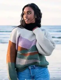 Universal Threads | Landscape Mountains Crewneck Pullover Sweater