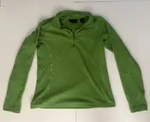 Marmot Green Fleece Quarter-Zip Pullover Women’s Medium - Floral Sleeve Detail