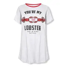 Friends You’re My Lobster gray red trim short sleeve sleep shirt round neck S