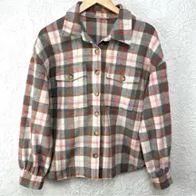 Altar’d State | Plaid Flannel Button Up Shacket Size L