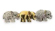 Carolee Sparkly Goldtone Trio of Elephants Pin Brooch