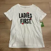 NWT Kate Spade Ladies First Ladybug Tee Fresh White Short Sleeve Size S