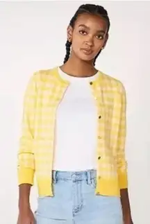 NEW Draper James Yellow Gingham Cardigan Sweater Check Preppy Spring Easter XL