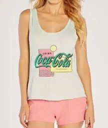 Wildfox Lyla Drink Coke® Soothing Sea Women's XS Cotton Graphic Tank Top