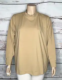 Denim & Co. Size 3X Beige Essentials Long Sleeve Turtleneck Knit Top Shirt