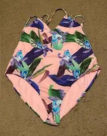 Womens Hurley Pink Floral Orchid One-Piece Tie Back Swimsuit Size XL