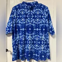 Coolibar Blue Short sleeve 1/4 zip sun protection top size xxl