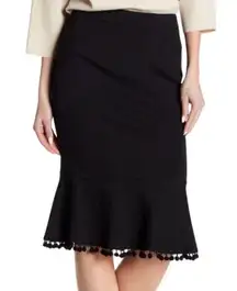 NWT Catherine Malandrino ‘Luella’ flounce ponté knit pom pom hem skirt 10