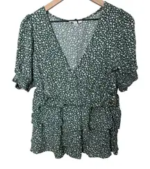 American Eagle Crop Top & Floral Ruffle Tiered Mini Skirt Set Women Size Medium