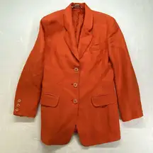 Peter Nygard Linen Blend Blazer Jacket Womens 4 Orange‎ Boho Lagenlook Art