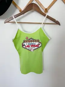 Y2K  Lime Green Las Vegas Spaghetti Strap Tank