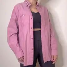 Blair Pink Embroidered Button Up Collared Blouse Top Size Medium