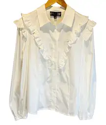 Harlem's Fashion Row X Kaphill Collection White Ruffle Button Down - size XL