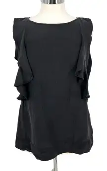 Sanctuary Black Silk Ruffle Sleeveless Top Blouse Size Large
