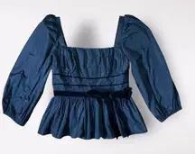 Antonio Melani Genevieve Velvet Ribbon Peplum Blouse Size 4 Black‎ Party Grunge