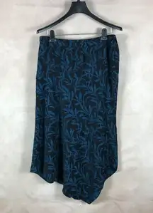 ALFANI Black/Teal Floral Asymmetrical Hem Woven Midi Skirt NEW 4