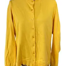 Karen Scott Cardigan Sweater Mango Yellow Size L Large Butt Crew Neck