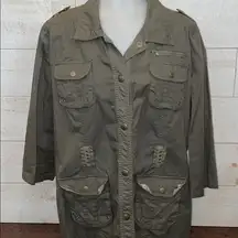 FULL TILT Women’s Olive Green Button Up Utility Jacket Size XL