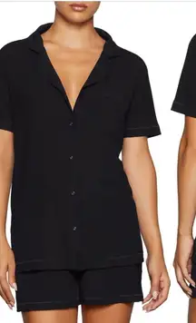 Skims Black Rib Lounge Shirt Pajama Top- Size XS