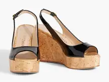 Stuart Weitzman Riviera Platform Wedge – Black Patent Leather – Size 9B